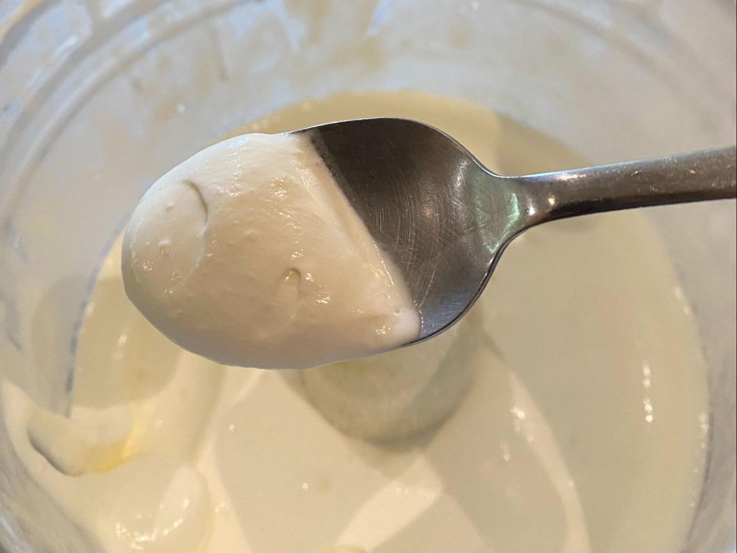 Overhead view of ice cream base