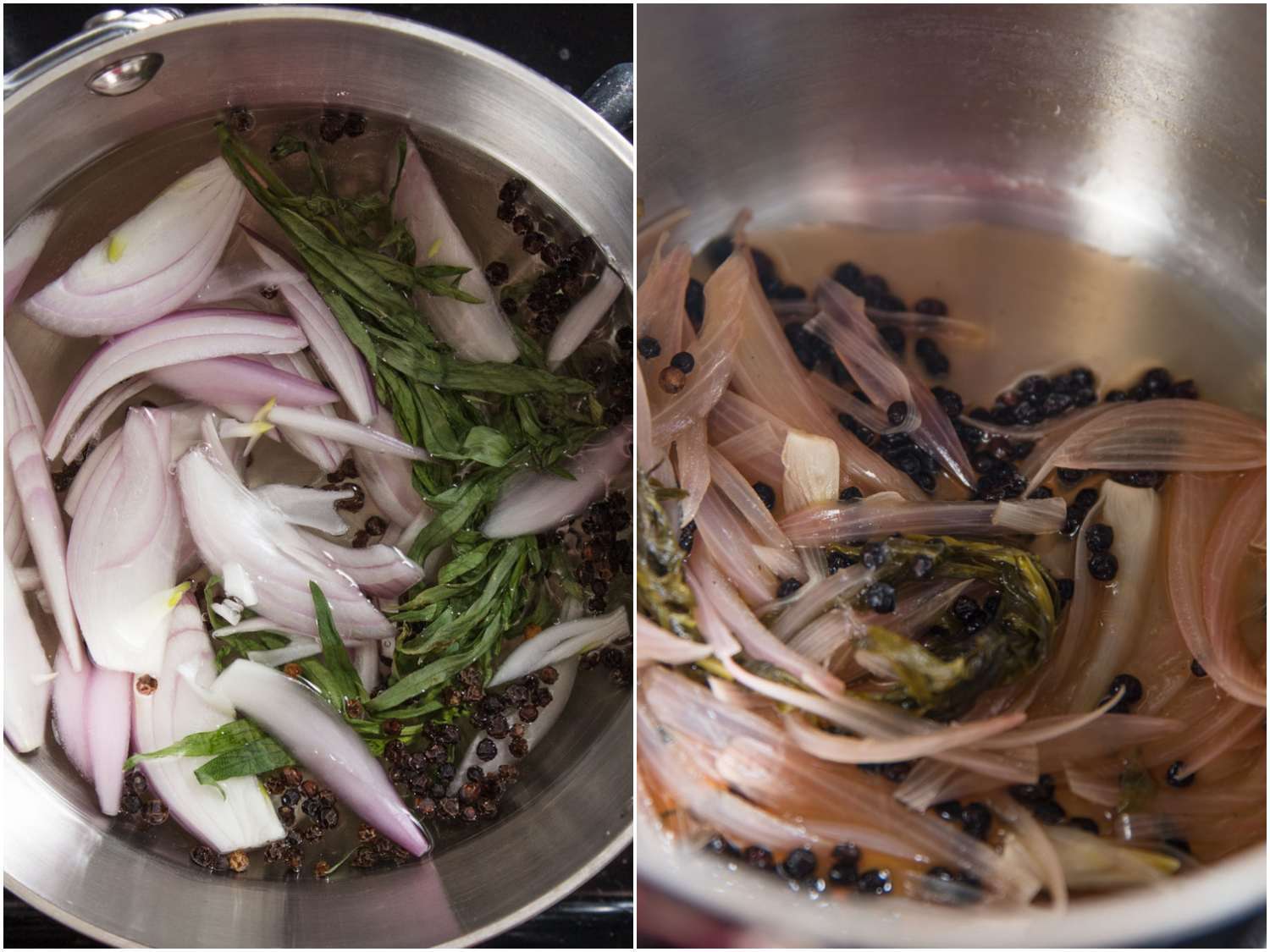 Wine and vinegar reduction for béarnaise.