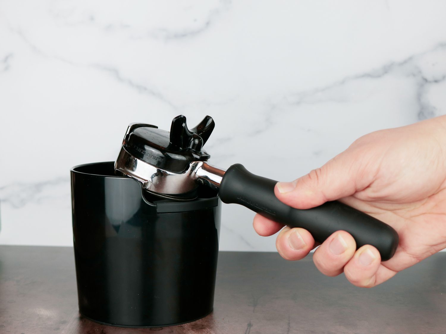 a knock box taking a solid whack and staying sturdy 