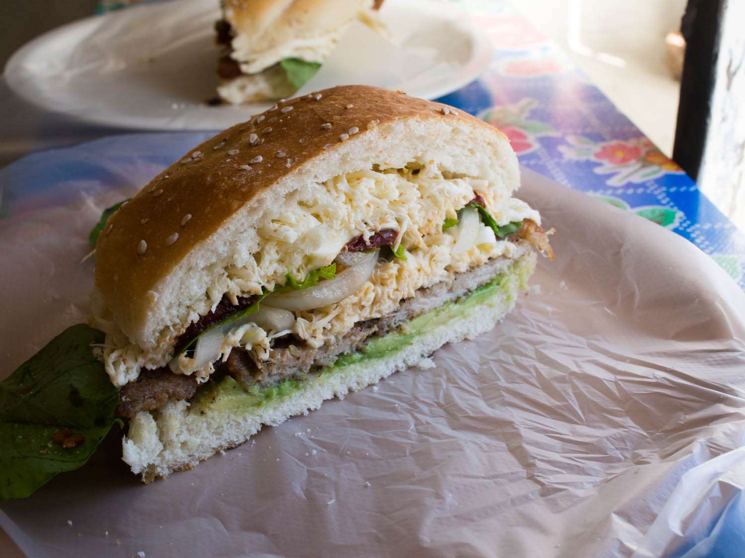 cross-section showing the neat layers of a cemita torta