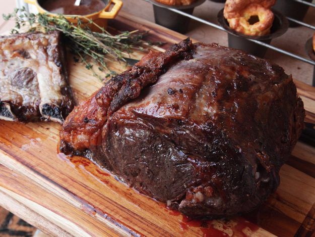 Prime rib ready to slice.