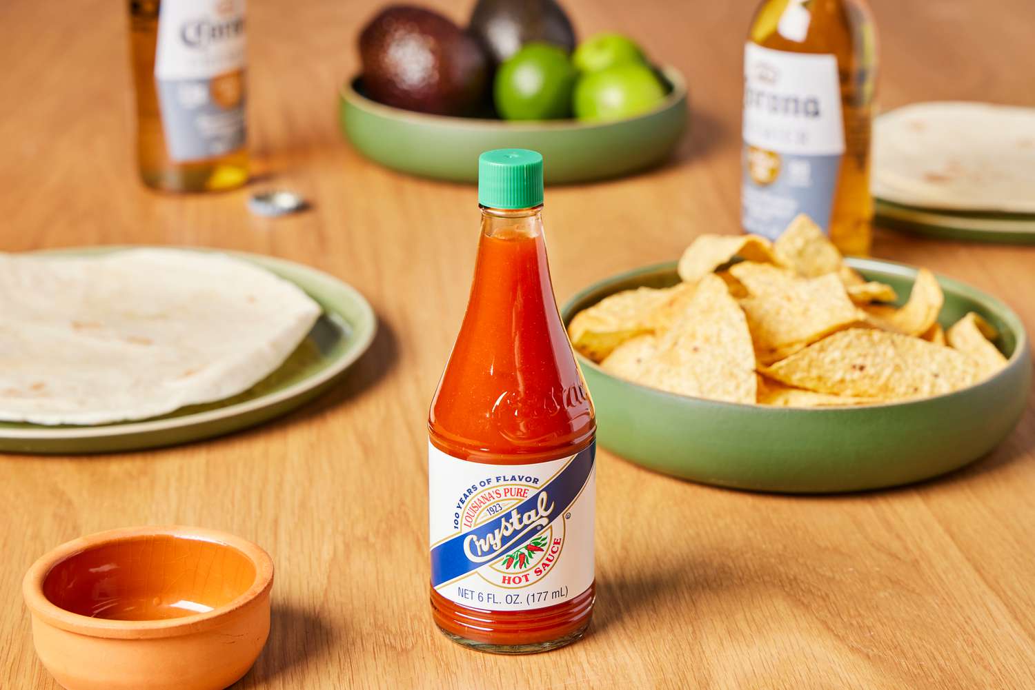 Crystal Pure Hot Sauce on table