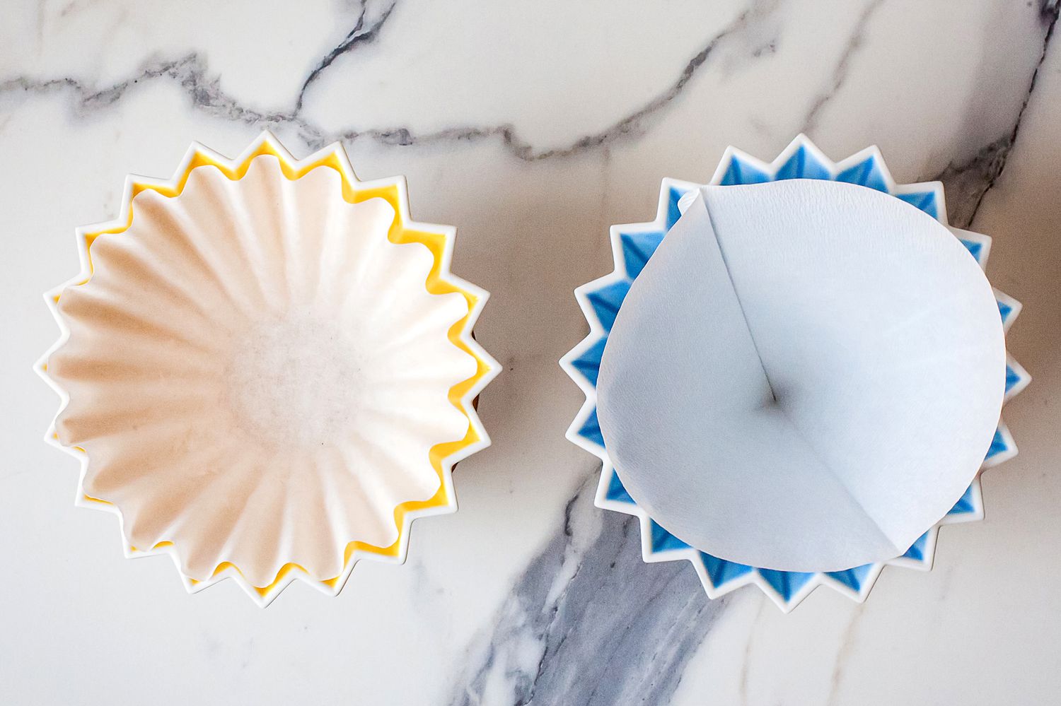 Two different types of coffee filters in the same brewer.