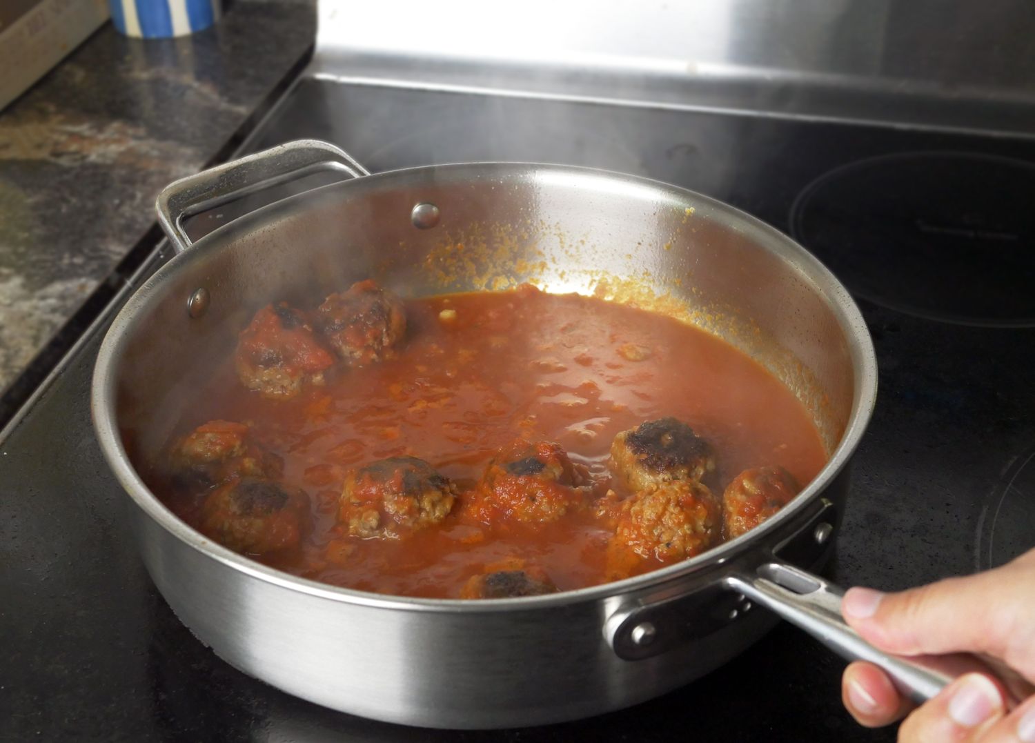meatballs in a saute pan