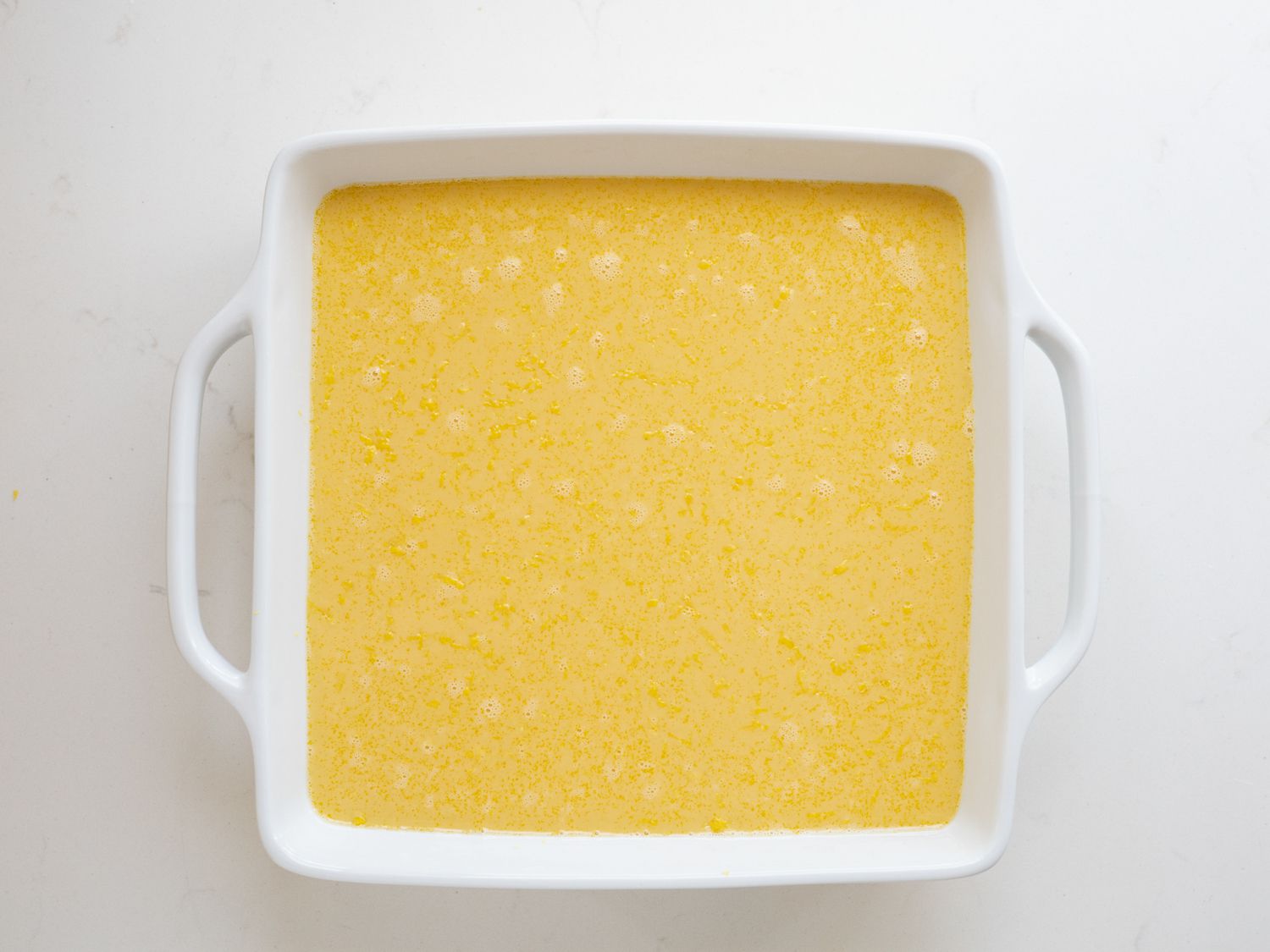 custard in baking dish