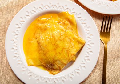 Overhead view of crepes suzette