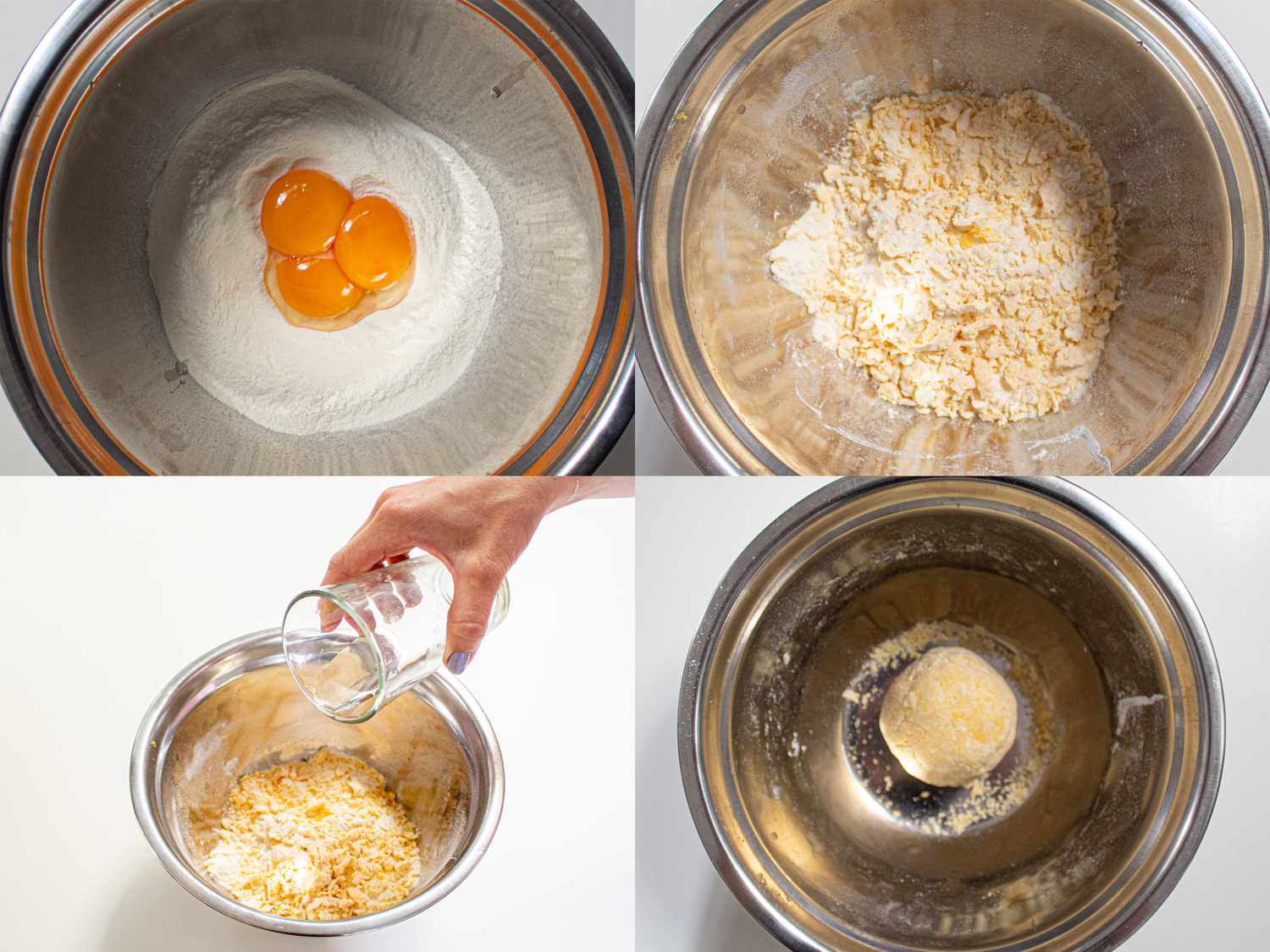 Four image collage of dough being formed