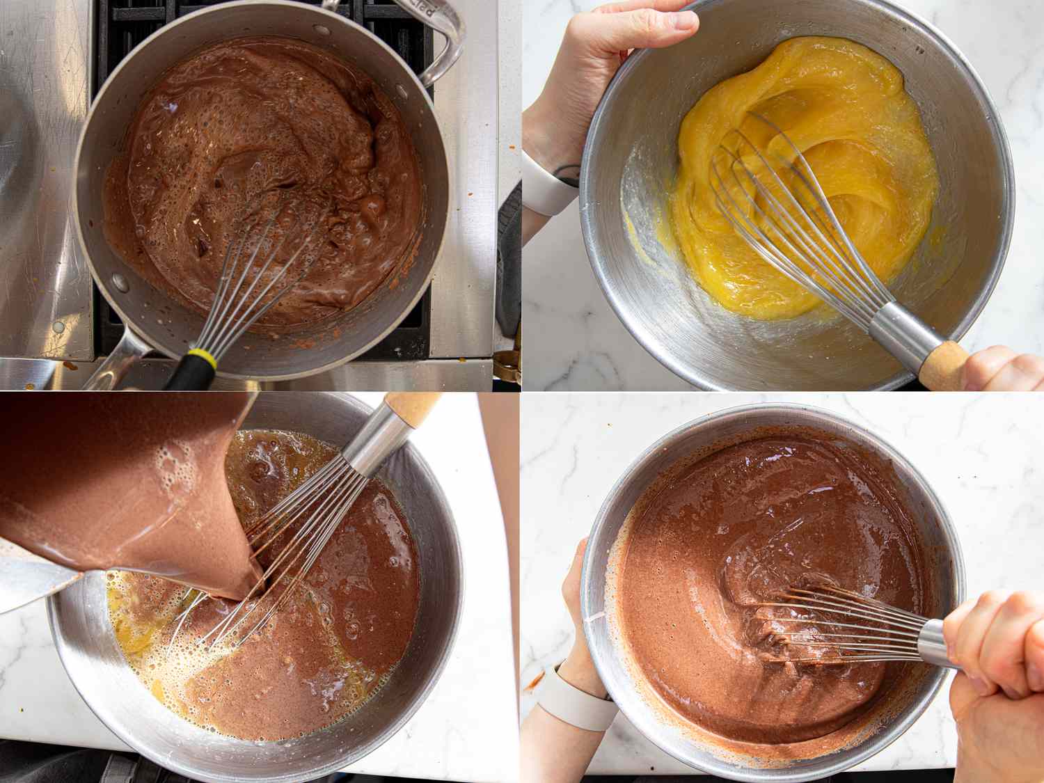 Four image collage of making Pudding 