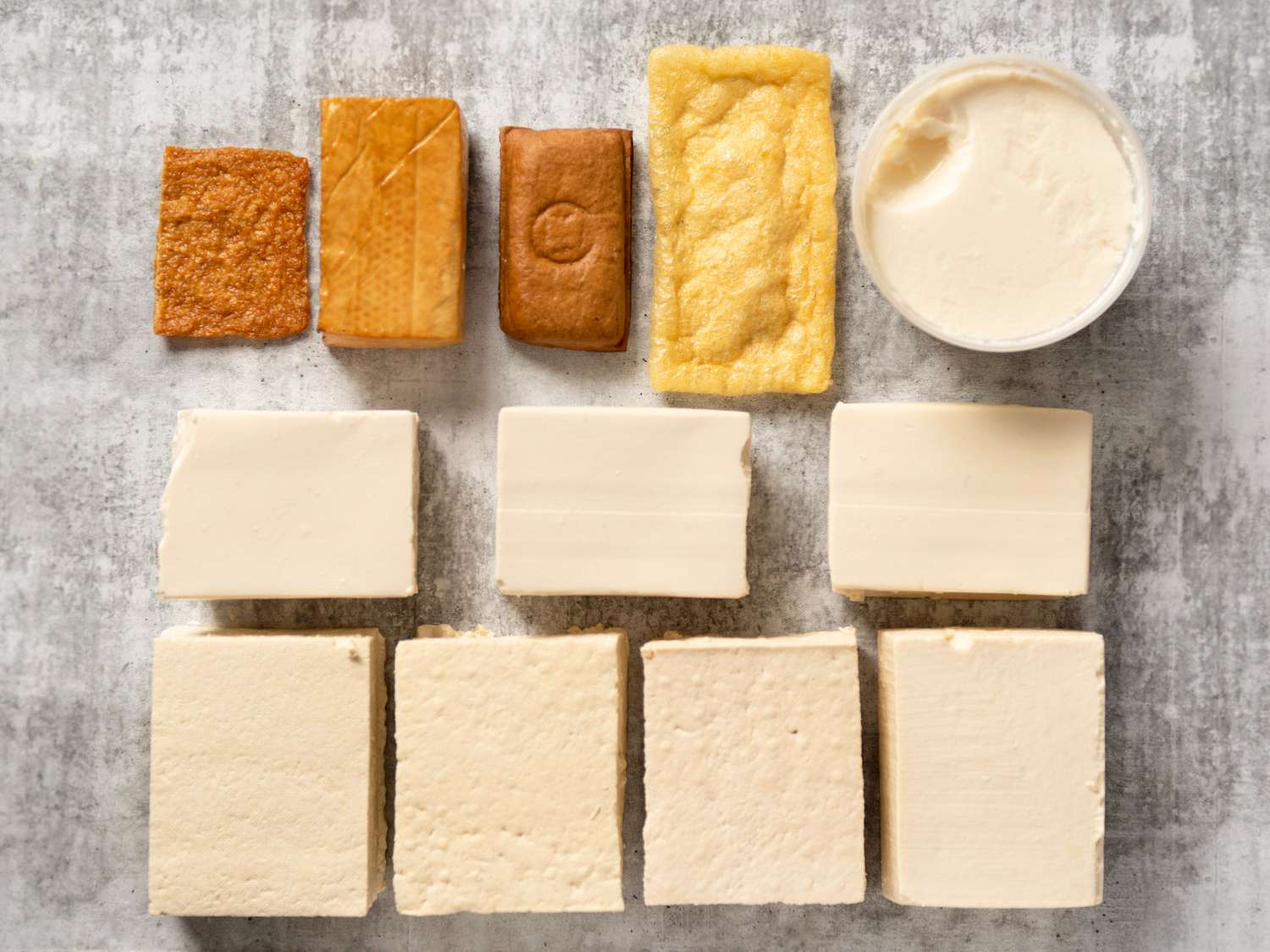 Different types of tofu overhead shot