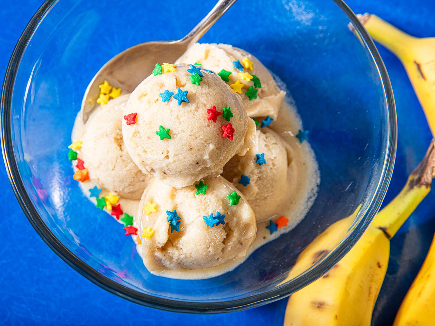 Overhead view of banana ice cream