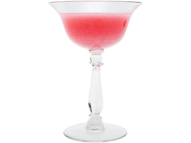 A side shot of a Clove Club cocktail.