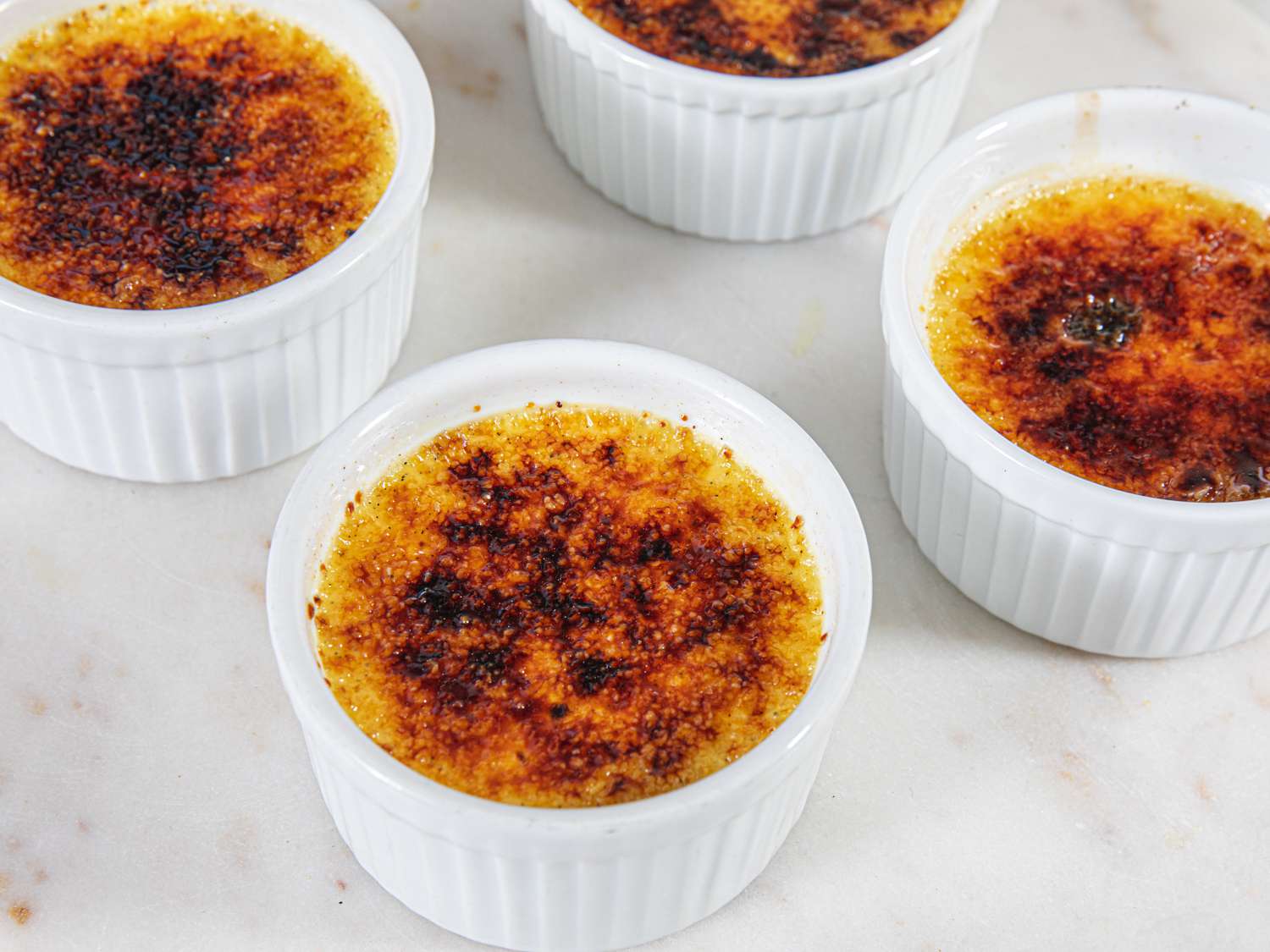 Overhead view of finished creme brulee