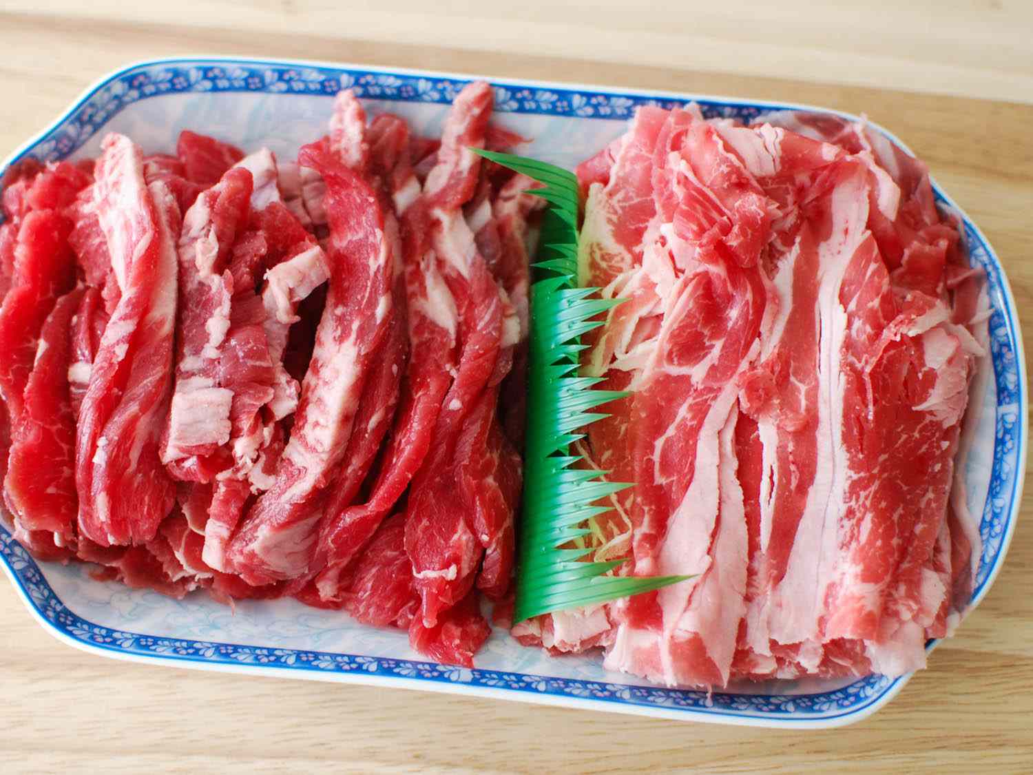 Thinly sliced meat for dipping into Chinese hot pot.