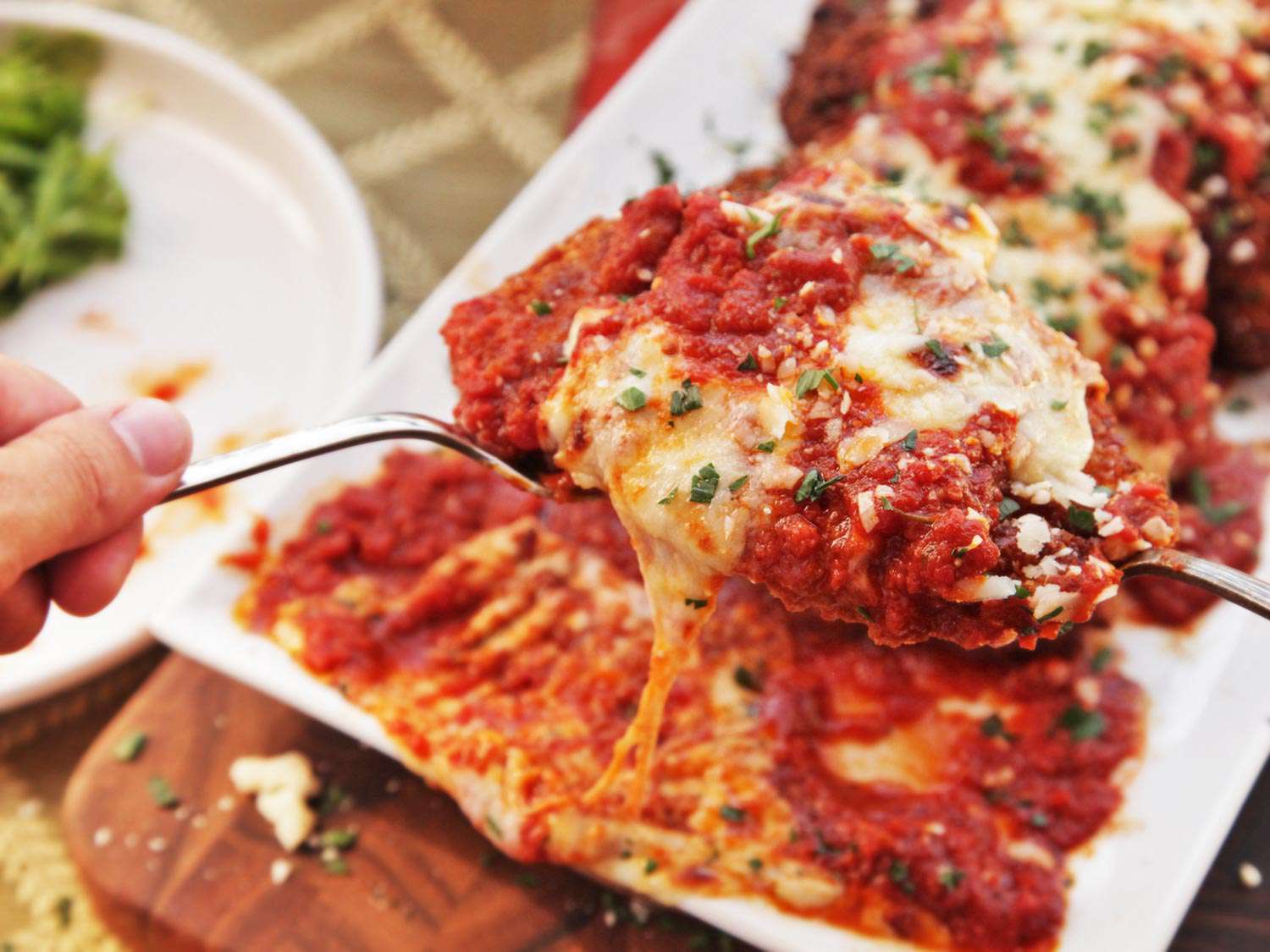 Serving up chicken parmesan