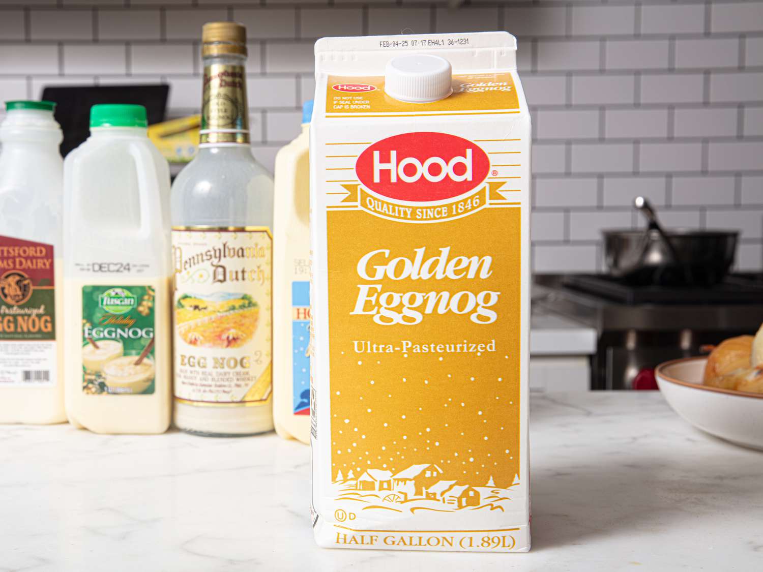 Side view of egg nog