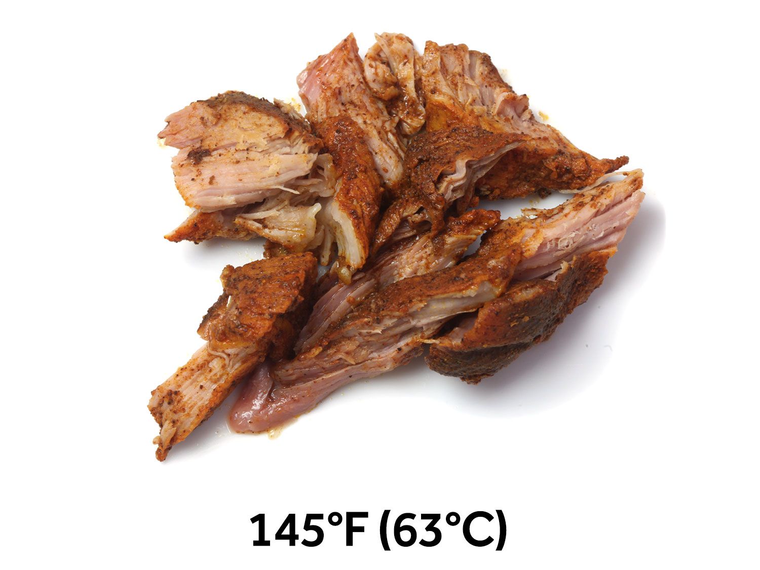 Pork shoulder cooked to 145F using a sous vide immersion circulator. The pork pulls apart in in large, juicy chunks.