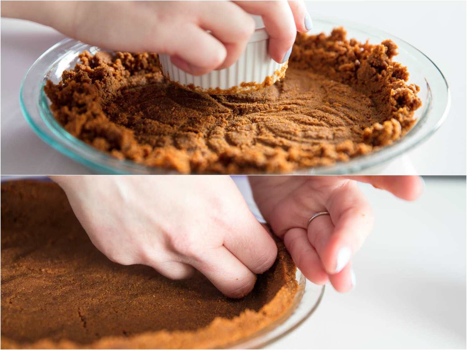 using crumbs to make a cheesecake