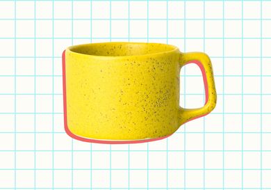 Haand 10oz Short Mug on a blue grid background
