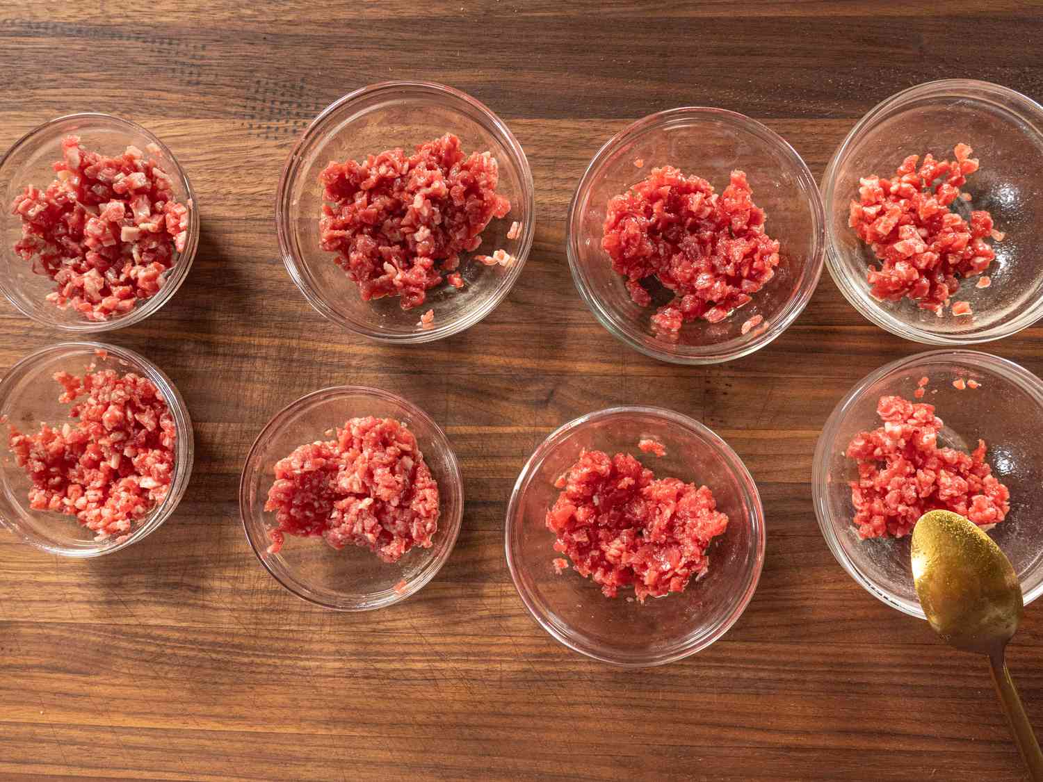 8 small Bowls of diced beef 