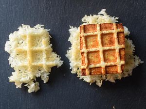 waffle sticky rice and tofu