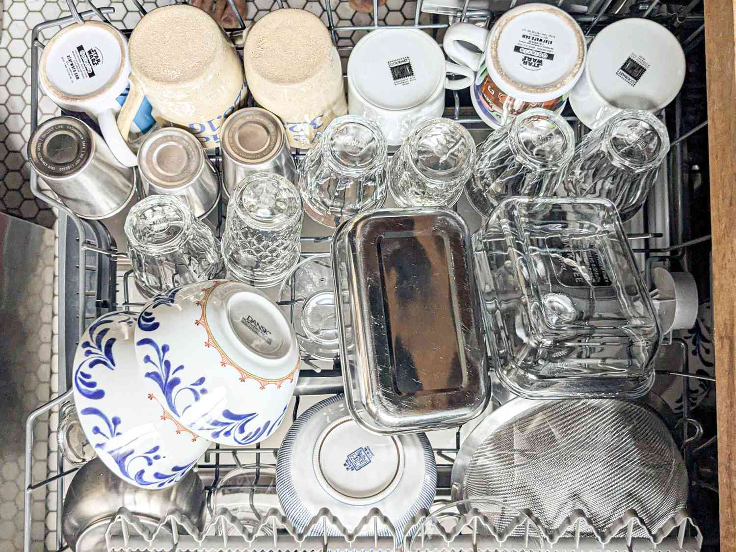 Overhead view of dishwasher
