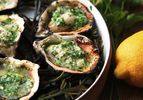 Grilled oysters on the half shell with garlic-parsley butter