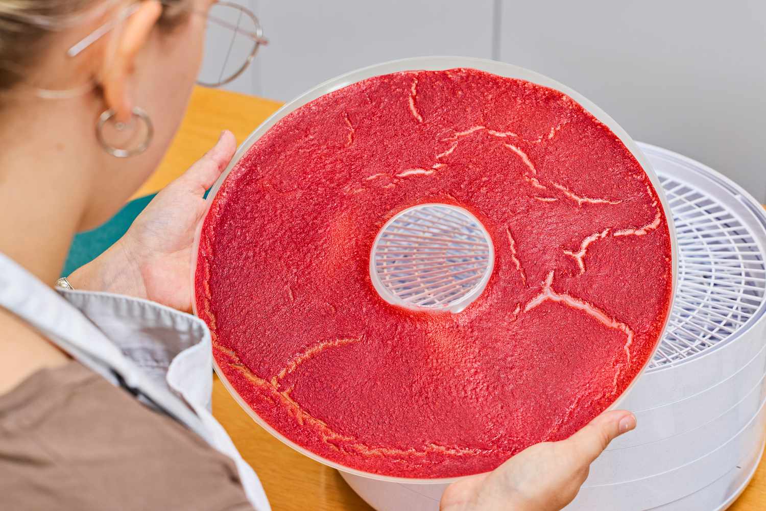A person holding food leather