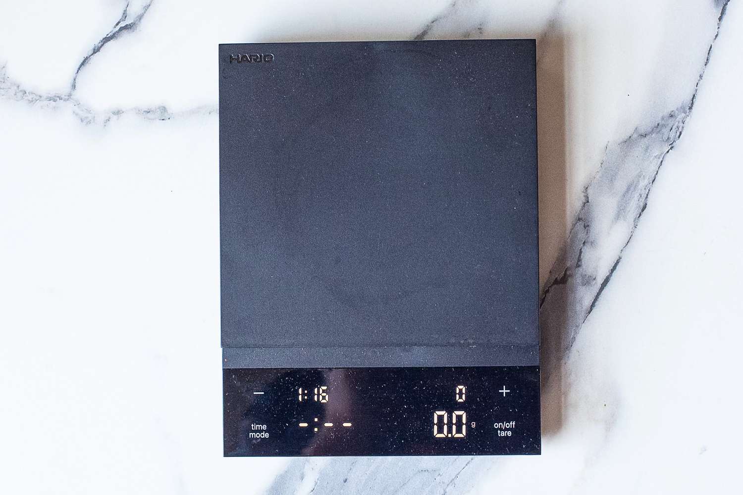 Hario Polaris Coffee Scale with a display showing weight and time
