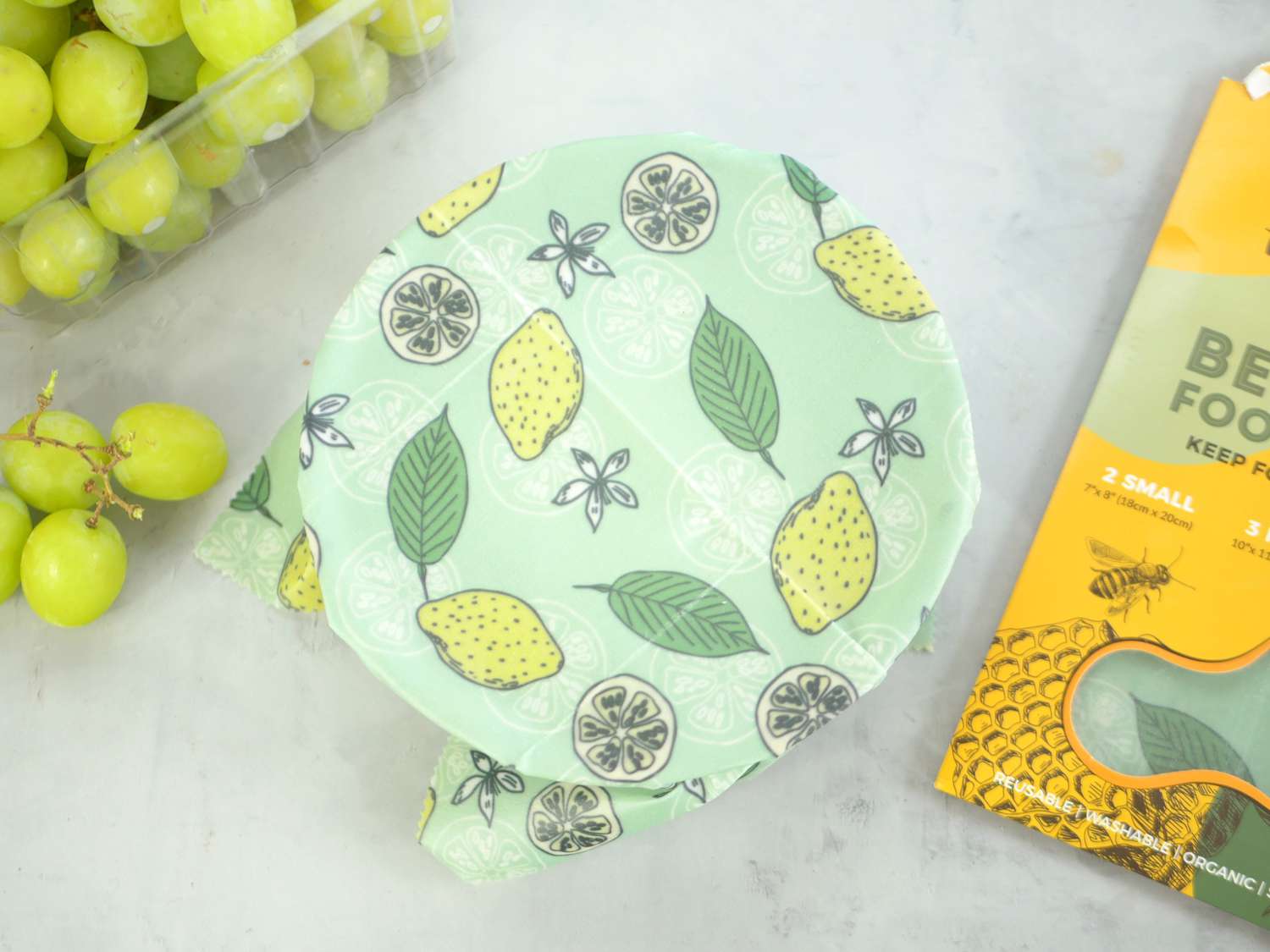 trifecta beeswax wrap on a bowl 