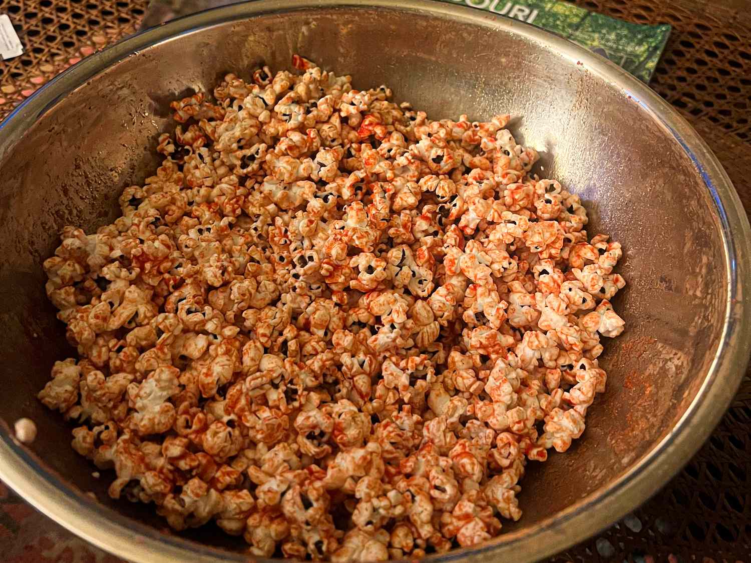 Popcorn seasoned with a mix of spices in a bowl