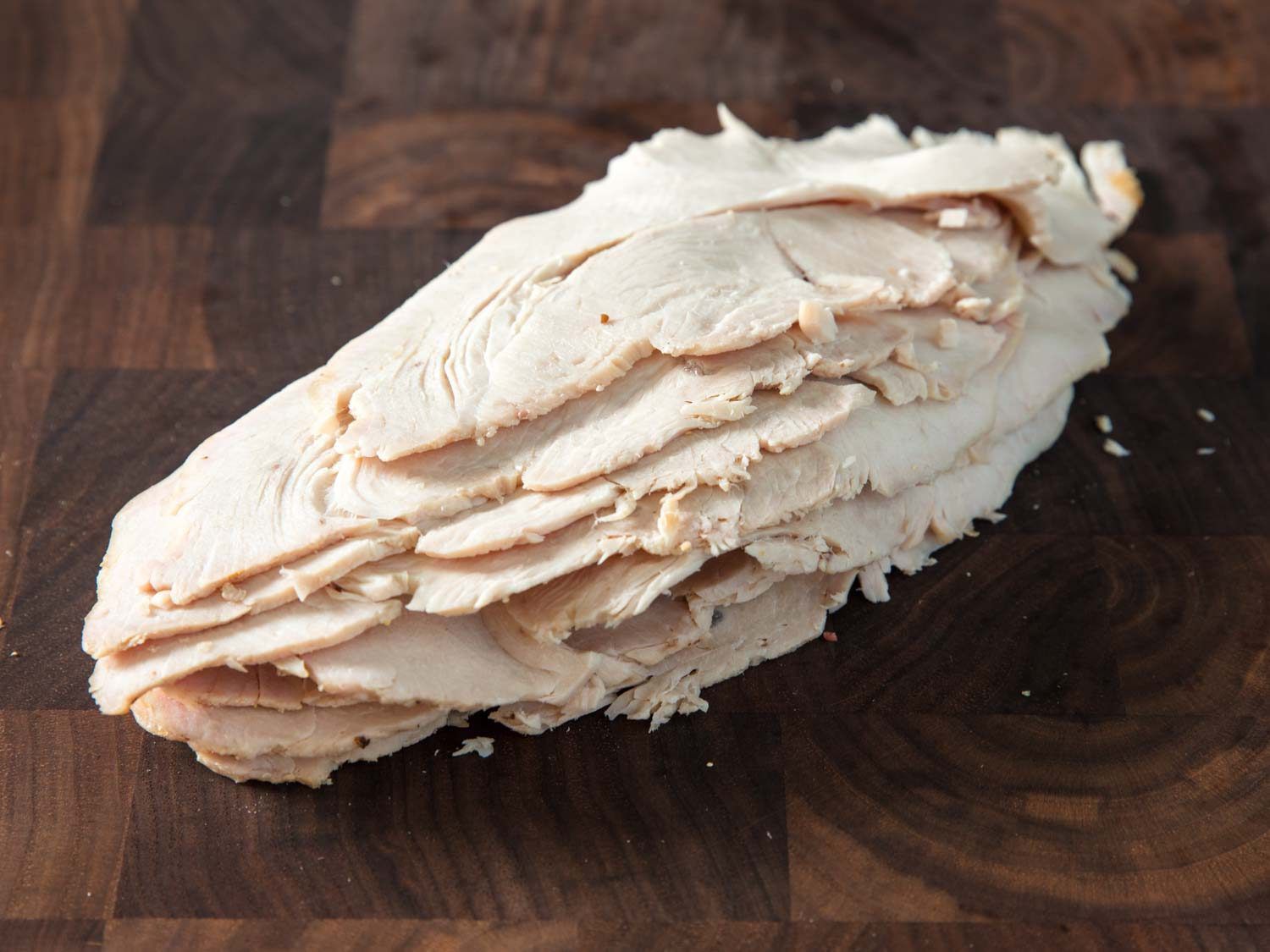 Sliced roast turkey from Jewish deli.