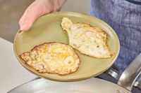 Eggs fried in the Vollrath 12.5 Inch French Style Carbon Steel Fry Pan