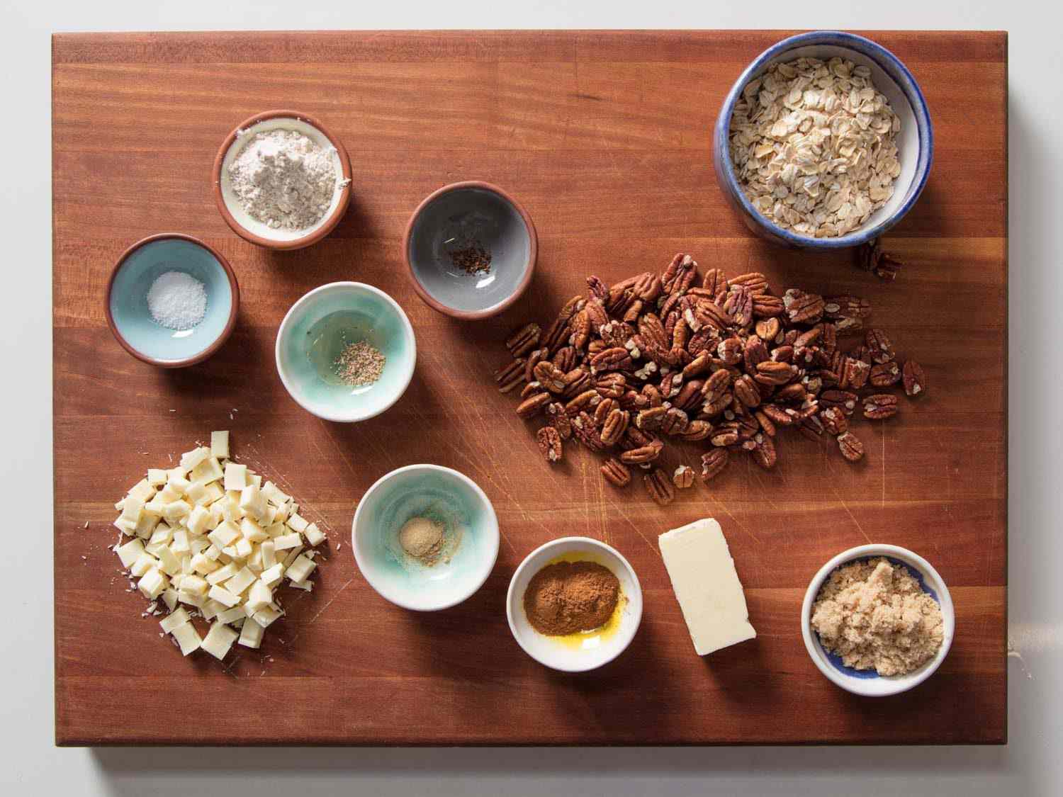 All the ingredients for spiced oatmeal streusel.