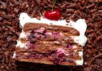 Overhead view of black forest icebox cake