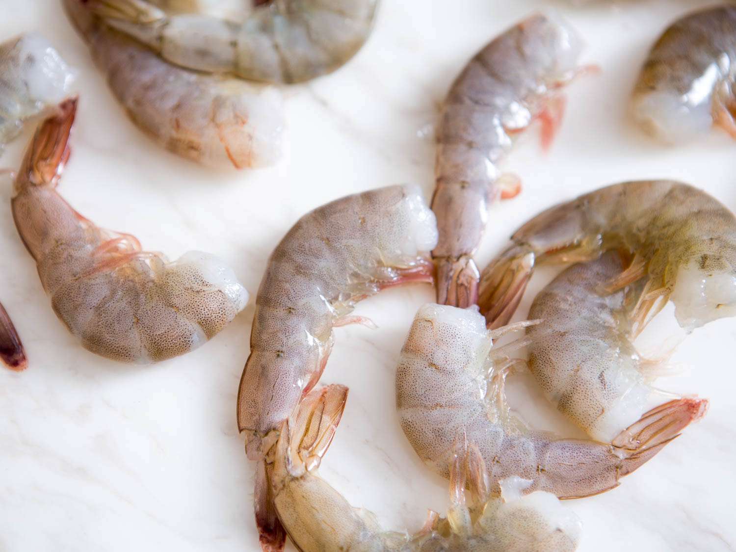 thawed whole shell-on shrimp