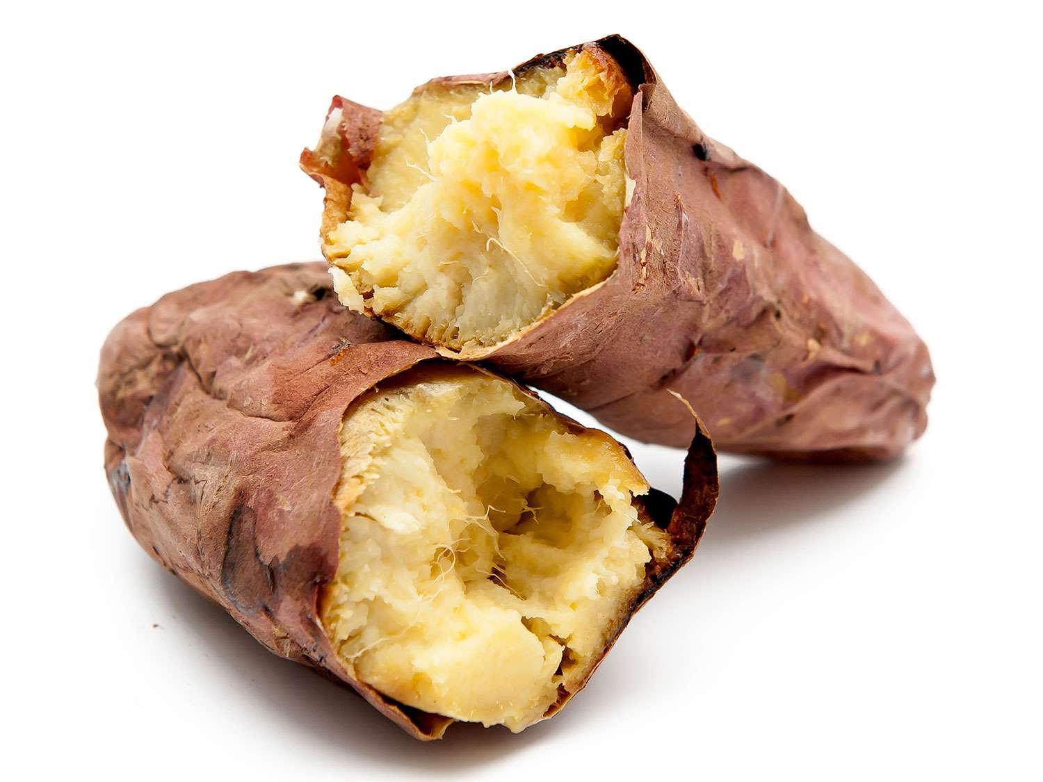 cut open and cooked satsuma-imo sweet potato