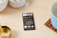 A Chocolove chocolate bar on a kitchen countertop.