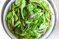 greens in the salad spinner