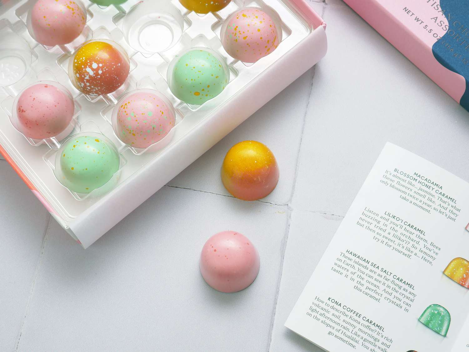 closeup of two koho bonbons