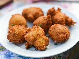 A platter of stuffing fritters