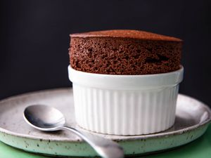 A chocolate soufflé in a ramakin 