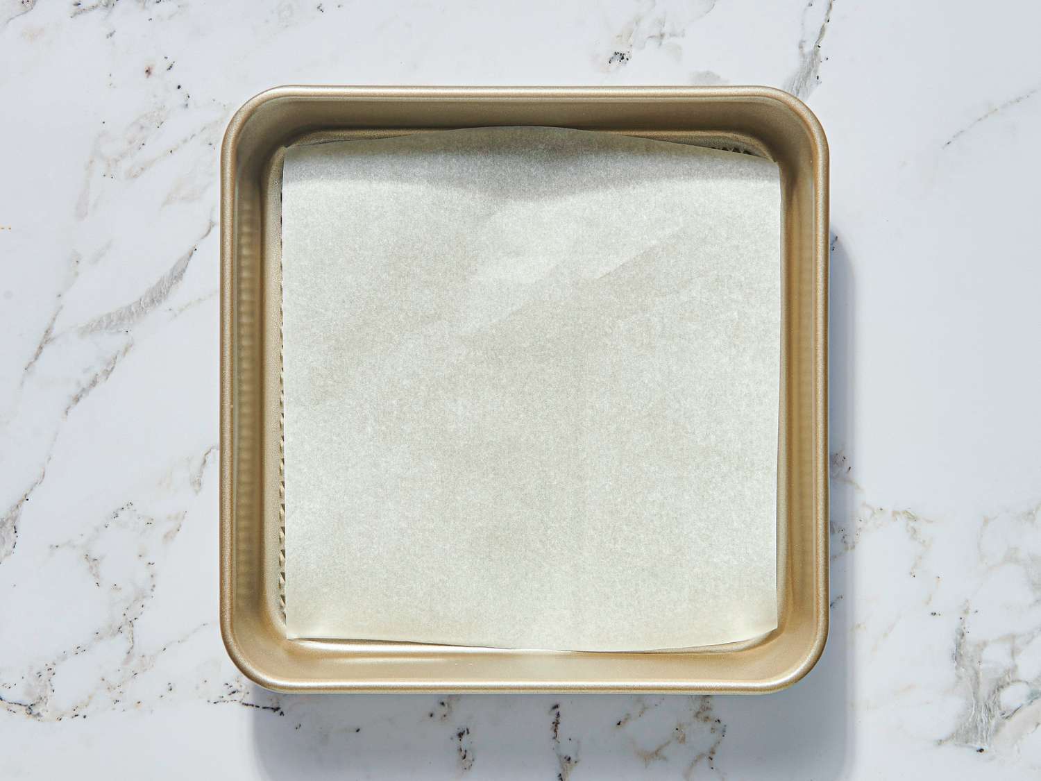 Overhead view of line baking sheet