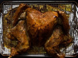 Overhead view of Porchetta-Flavored Spatchcocked Turkey