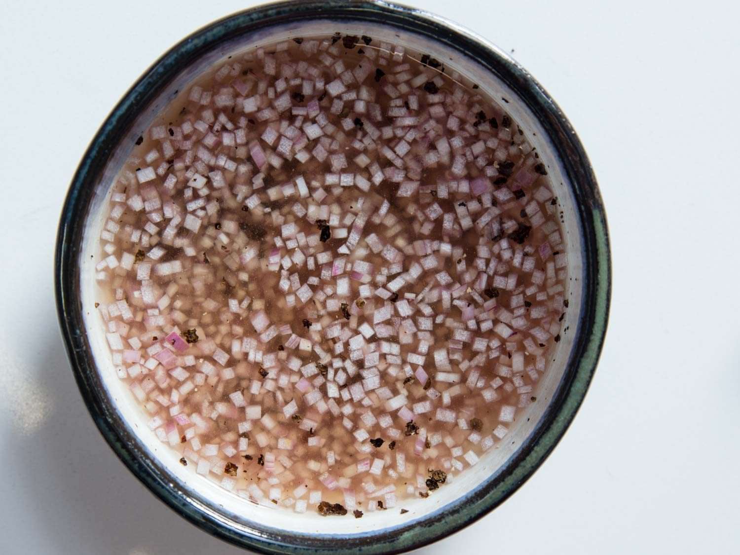 Overhead shot of bowl of mignonette