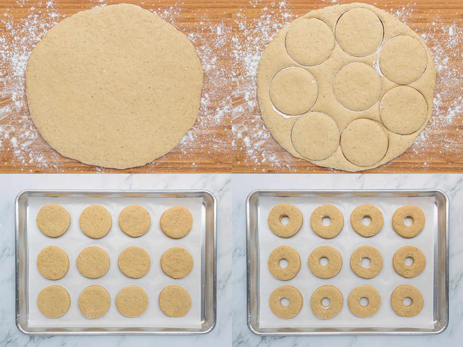 cutting out potato doughnuts