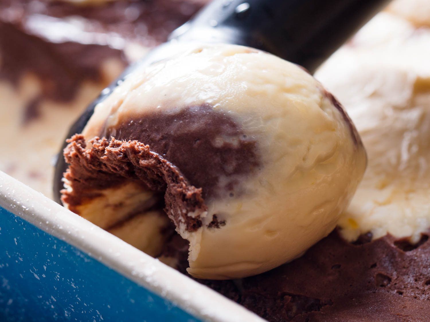 scooping a marbled ice cream