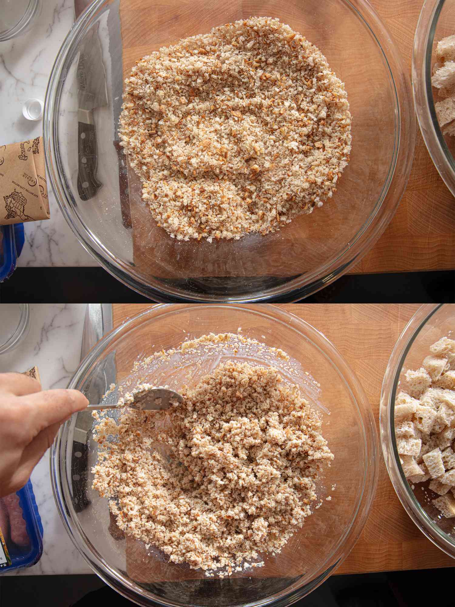 Moistening breadcrumbs