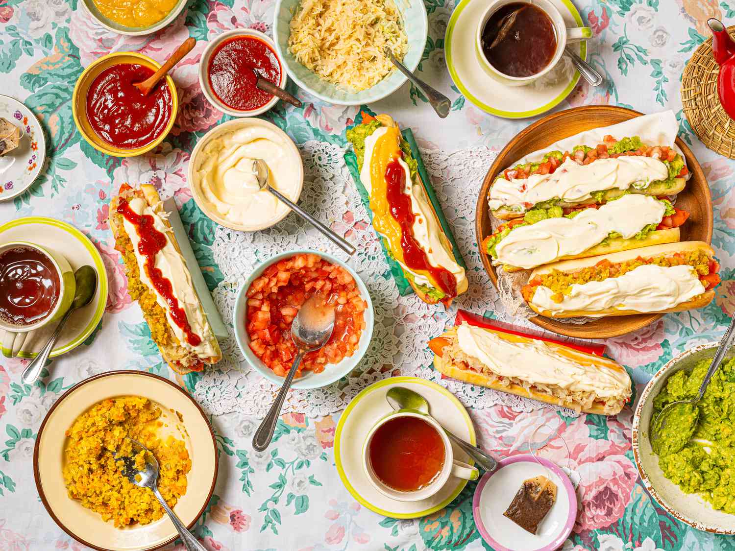 Overhead table view of completos