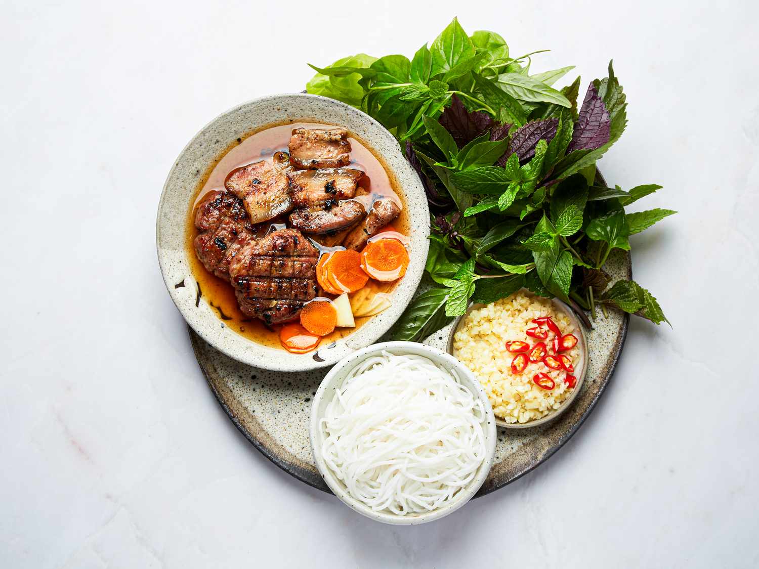 Overhead view of Bun Cha Hanoi 