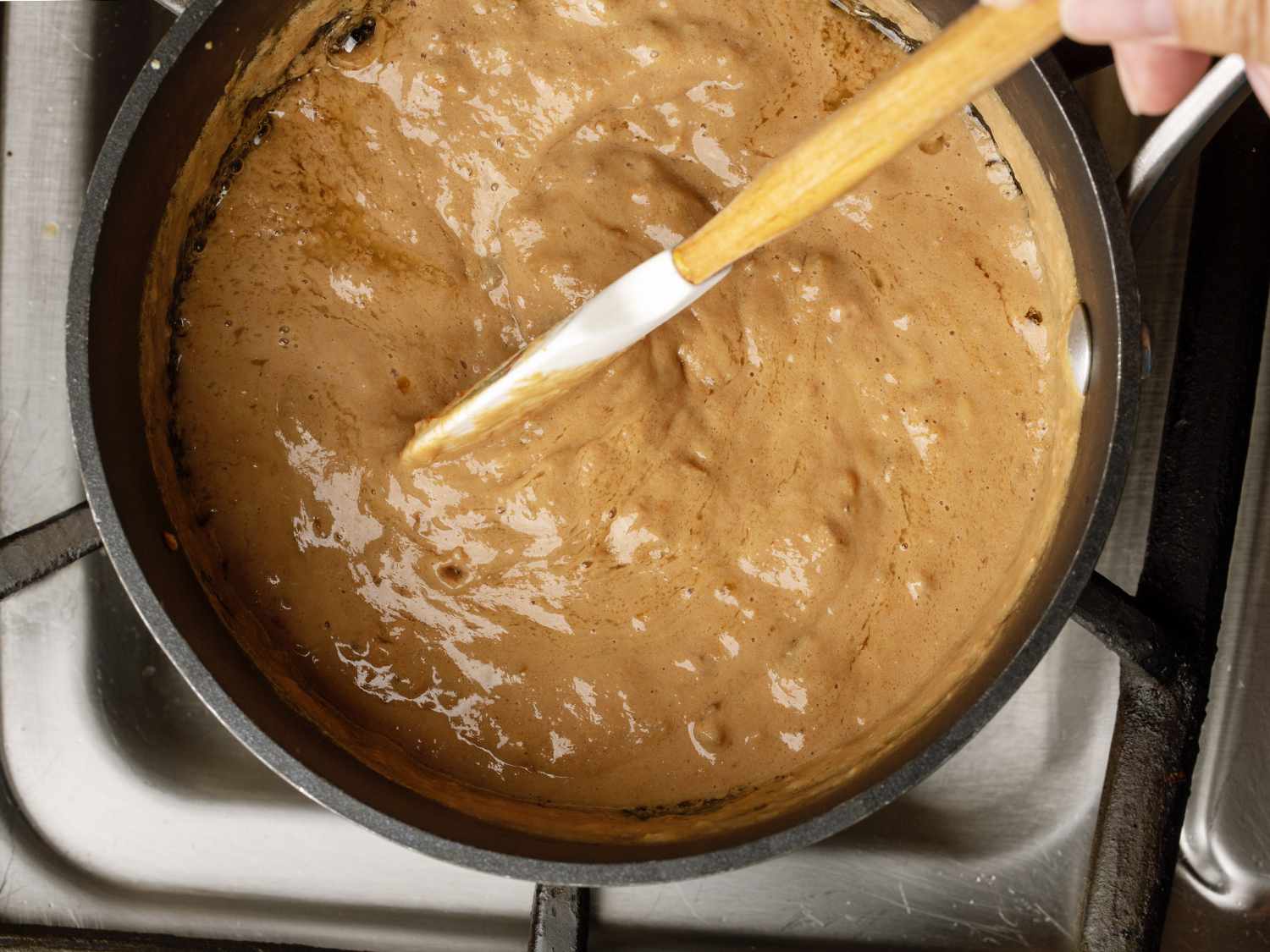 Nem lui sauce in a saucepan before pureeing
